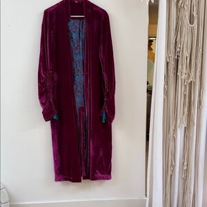 Free People Velvet Robe in Deep Pink